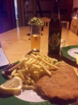 Beer and schnitzel for dinner, perfect